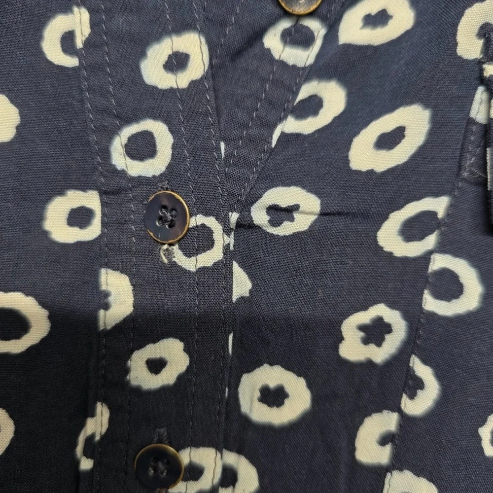 LOFT Blue White Dot Shirt Dress Small Lined Pockets Drawstring Waist - Picture 9 of 15